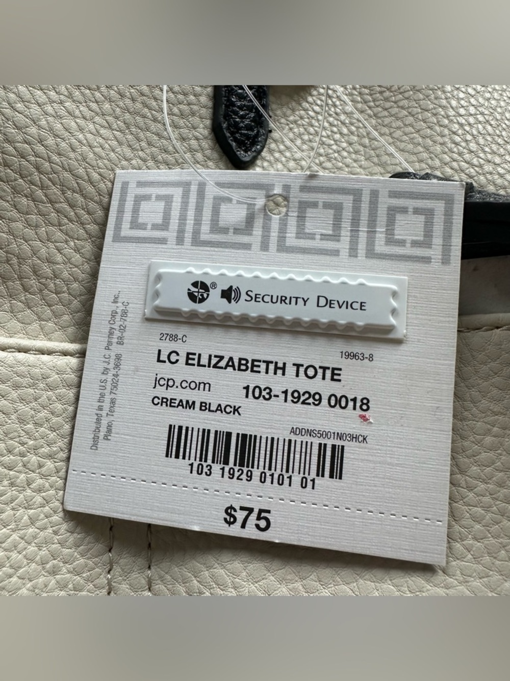 Liz Claiborne | Cream & Black Tote Bag | NWT - Picture 3 of 8